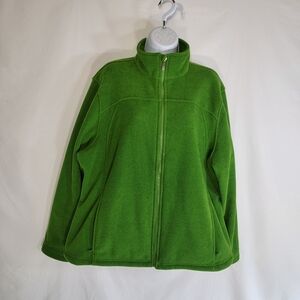Lands End Green Full Zip Fleece Sweater Womens XL 18-20